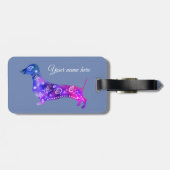 Mandala Dog, Dachshund Bagagelabel lederen riem (Achterkant horizontaal)