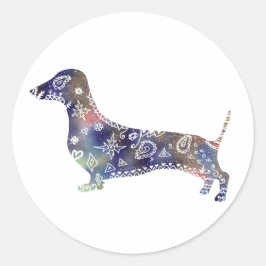 Mandala Dog, Dachshund Classic Ronde Sticker