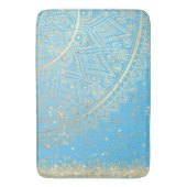 Mandala doorsturen met Gold Stars op Turquoise Badmat (Voorkant Verticaal)