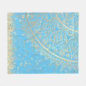 Mandala doorsturen met Gold Stars op Turquoise Fleece Deken (Voorkant (Horizontaal))