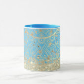 Mandala doorsturen met Gold Stars op Turquoise Mok (Midden)