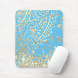 Mandala doorsturen met Gold Stars op Turquoise Muismat