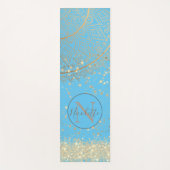 Mandala doorsturen met Gold Stars op Turquoise Yogamat (Voorkant)