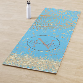 Mandala doorsturen met Gold Stars op Turquoise Yogamat