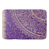 Mandala doorsturen met gouden sterren op Paars Badmat (Voorkant)