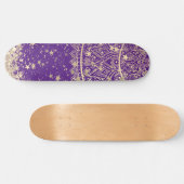 Mandala doorsturen met gouden sterren op Paars  Persoonlijk Skateboard (Horizontaal)