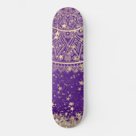 Mandala doorsturen met gouden sterren op Paars  Persoonlijk Skateboard