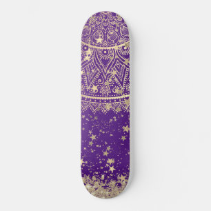 Mandala doorsturen met gouden sterren op Paars  Persoonlijk Skateboard