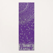 Mandala doorsturen met zilveren sterren op Paars Yogamat (Voorkant)