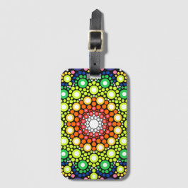 Mandala Dot Fractal Retro Hippie Trippy Stippen Bagagelabel