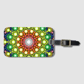 Mandala Dot Fractal Retro Hippie Trippy Stippen Bagagelabel (Voorkant (horizontaal))