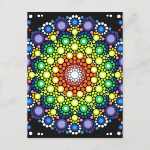 Mandala Dot Fractal Retro Hippie Trippy Stippen Briefkaart