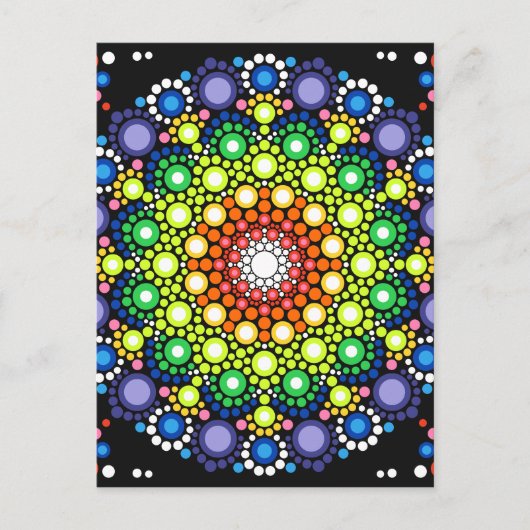 Mandala Dot Fractal Retro Hippie Trippy Stippen Briefkaart (Voorkant)
