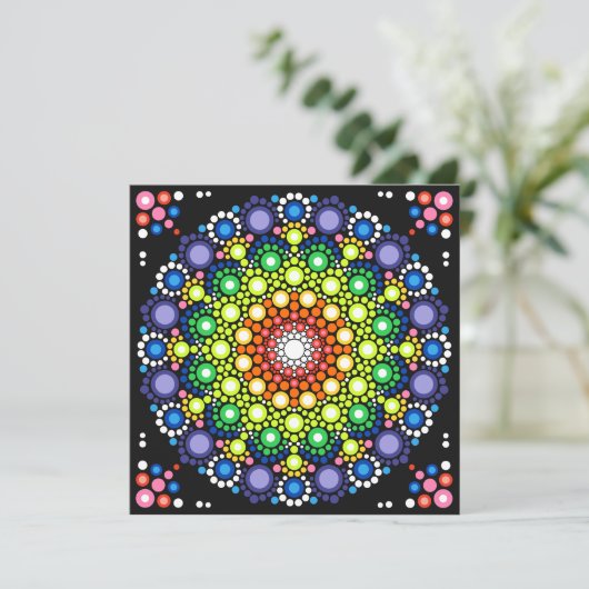 Mandala Dot Fractal Retro Hippie Trippy Stippen Kaart (Staand voorkant)