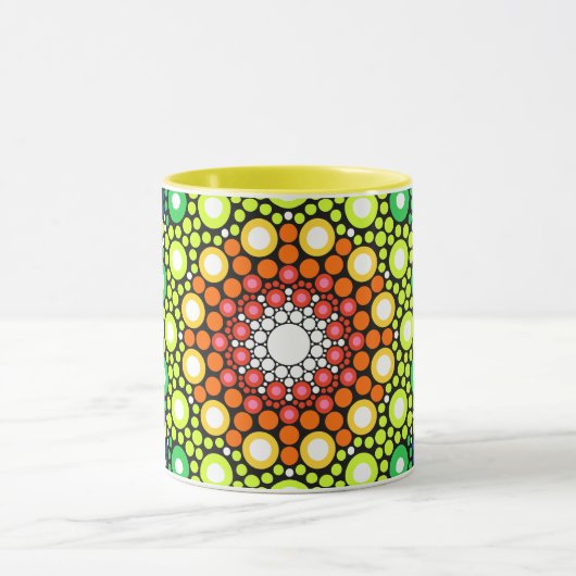 Mandala Dot Fractal Retro Hippie Trippy Stippen Mo Mok (Midden)