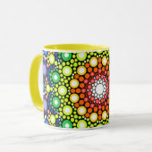 Mandala Dot Fractal Retro Hippie Trippy Stippen Mo Mok (Voorkant links)