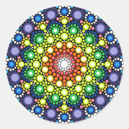 Mandala Dot Fractal Retro Hippie Trippy Stippen Ronde Sticker