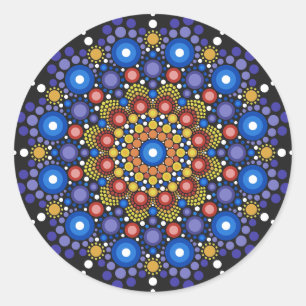 Mandala Dot Fractal Retro Hippie Trippy Stippen Ronde Sticker