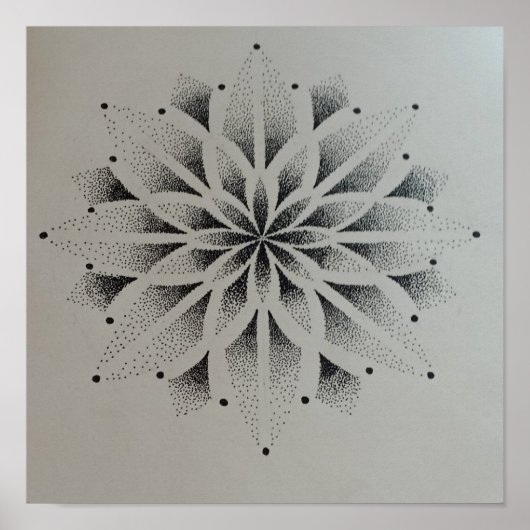 mandala dotwork modern zwart wit strak poster (Voorkant)