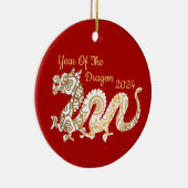 Mandala Dragon 2024 Chinees Nieuwjaar Rood Keramisch Ornament (Rechts)