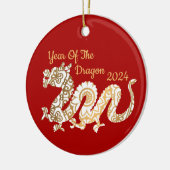 Mandala Dragon 2024 Chinees Nieuwjaar Rood Keramisch Ornament (Links)