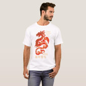 Mandala Dragon Rode Chinese Nieuwjaar vakantie T-shirt (Voorkant volledig)