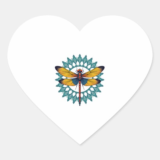 Mandala Dragonfly - Lotus Flower Insect Lover Ento Hart Sticker (Voorkant)