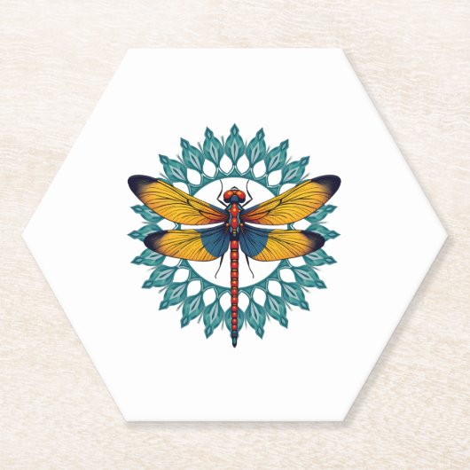 Mandala Dragonfly - Lotus Flower Insect Lover Ento Kartonnen Onderzetters (Voorkant)