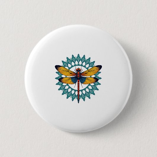 Mandala Dragonfly - Lotus Flower Insect Lover Ento Ronde Button 5,7 Cm (Voorkant)