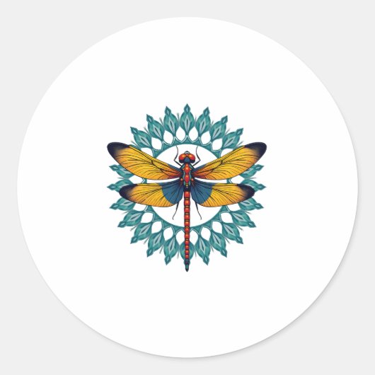 Mandala Dragonfly - Lotus Flower Insect Lover Ento Ronde Sticker (Voorkant)