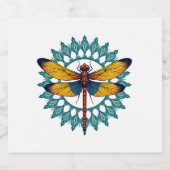 Mandala Dragonfly - Lotus Flower Insect Lover Ento Sparkling Wijnetiket (Enkel label)