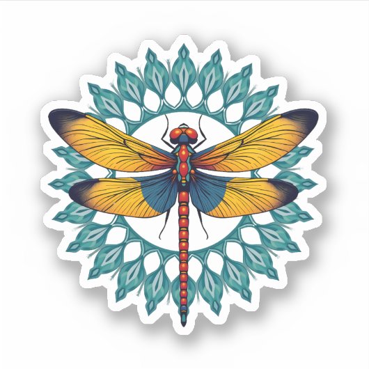 Mandala Dragonfly - Lotus Flower Insect Lover Ento Sticker (Voorkant)