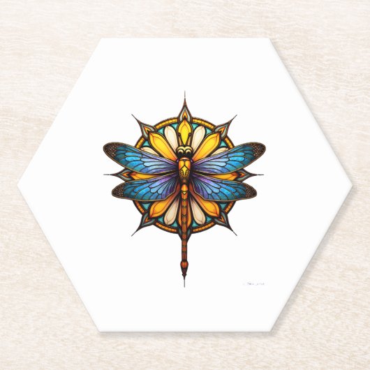 Mandala Dragonfly Luminous Sacred Geometry Spiritu Kartonnen Onderzetters (Voorkant)