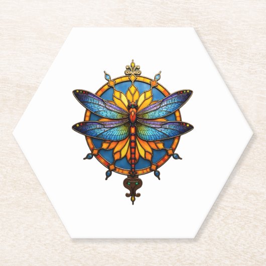 Mandala Dragonfly Luminous Sacred Geometry Spiritu Kartonnen Onderzetters (Voorkant)