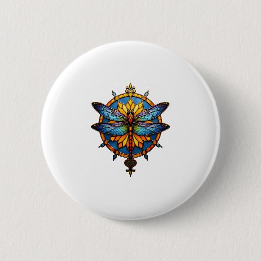 Mandala Dragonfly Luminous Sacred Geometry Spiritu Ronde Button 5,7 Cm (Voorkant)