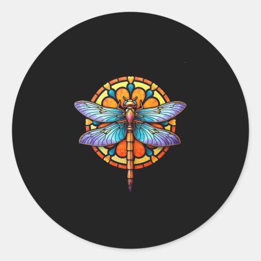 Mandala Dragonfly Luminous Sacred Geometry Spiritu Ronde Sticker (Voorkant)