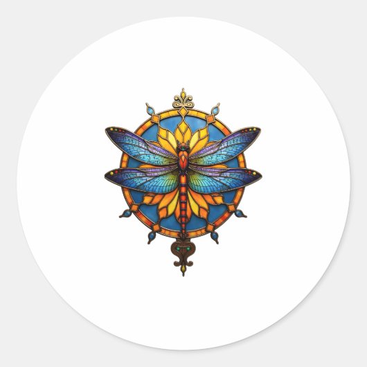Mandala Dragonfly Luminous Sacred Geometry Spiritu Ronde Sticker (Voorkant)