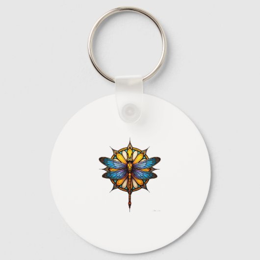 Mandala Dragonfly Luminous Sacred Geometry Spiritu Sleutelhanger (Voorkant)