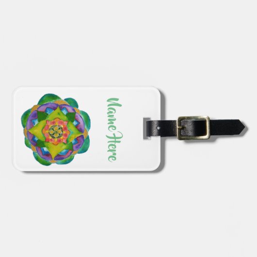 Mandala Drawing Hand Painted Custom Luggae Labels (Voorkant horizontaal)