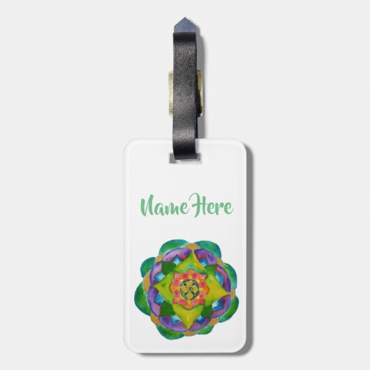 Mandala Drawing Hand Painted Custom Luggae Labels (Achterkant verticaal)