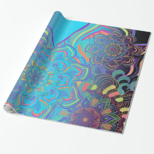Mandala Drie Lagen blauw Cadeaupapier