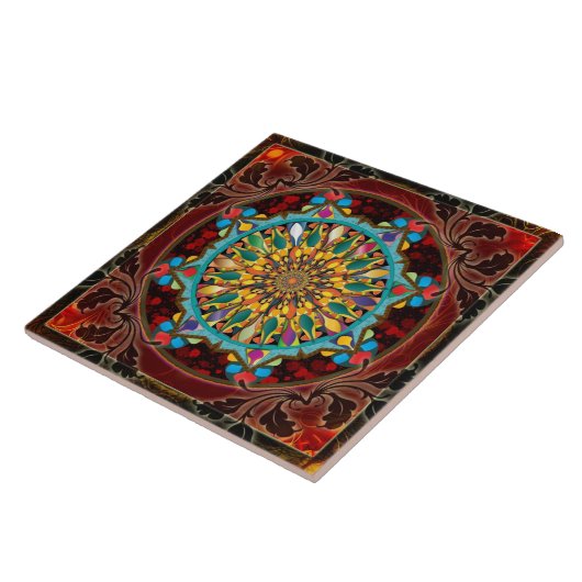 Mandala Droplets (Blue Flame) Tile Tegeltje (Zijkant)