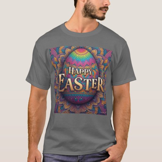Mandala Easter Egg Happy Easter Mannen T-shirt (Voorkant)