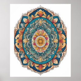 Mandala Egg – ingewikkeld Boho Floral ontwerp Poster