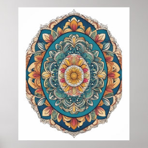 Mandala Egg – ingewikkeld Boho Floral ontwerp Poster