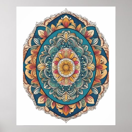 Mandala Egg – ingewikkeld Boho Floral ontwerp Poster (Voorkant)