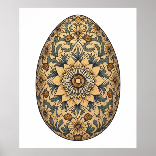 Mandala Egg – ingewikkeld Boho Floral ontwerp Poster (Voorkant)