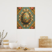 Mandala Egg – ingewikkeld Boho Floral ontwerp Poster (Keuken)