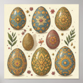 Mandala Egg – ingewikkeld Boho Floral ontwerp Poster (Voorkant)