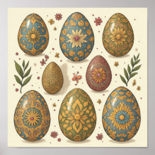 Mandala Egg – ingewikkeld Boho Floral ontwerp Poster